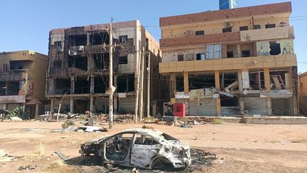 Des bâtiments endommagés dans un quartier au sud de Khartoum (Soudan), le 29 mars 2025, après la reprise de la capitale par l'armée. (AFP)